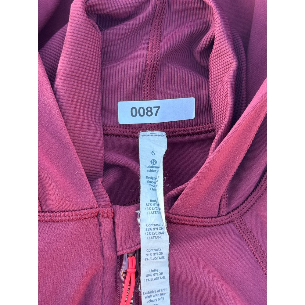 Lululemon Define Hoodie Jacket Burgundy Maroon Full Zip Size 6 Women Activewear - Picture 5 of 5